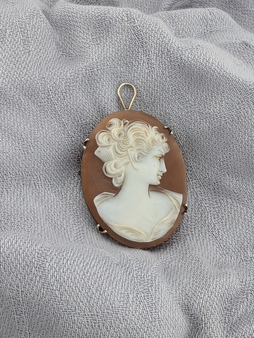 Vintage Cameo 800 Silver Pendant Brooch - Antique Vintage Silver Estate Jewelry